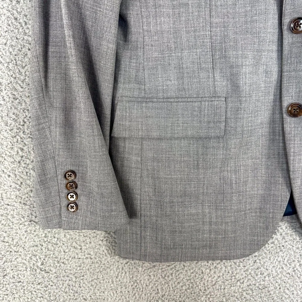 J Crew Voyager Thompson Suit Jacket Mens 40R Gray Wool Double Vent 2 Btn Classic